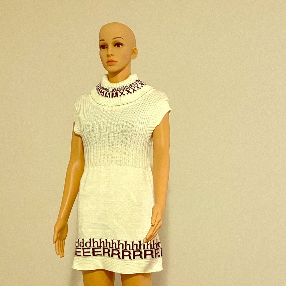Cowl Neck Cable Knit Sweater Dress
